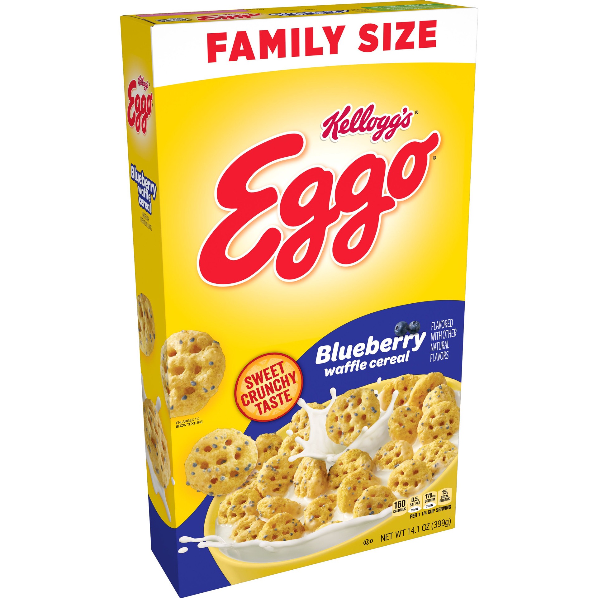 slide 1 of 5, Eggo Blueberry Waffle Cold Breakfast Cereal, 14.1 oz