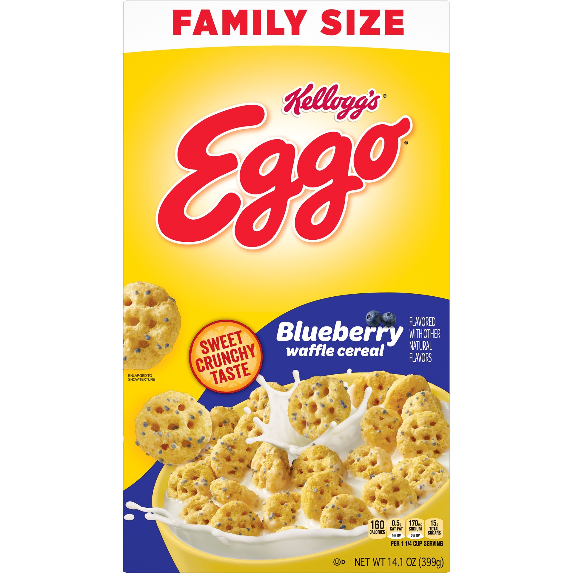 slide 4 of 5, Eggo Blueberry Waffle Cold Breakfast Cereal, 14.1 oz