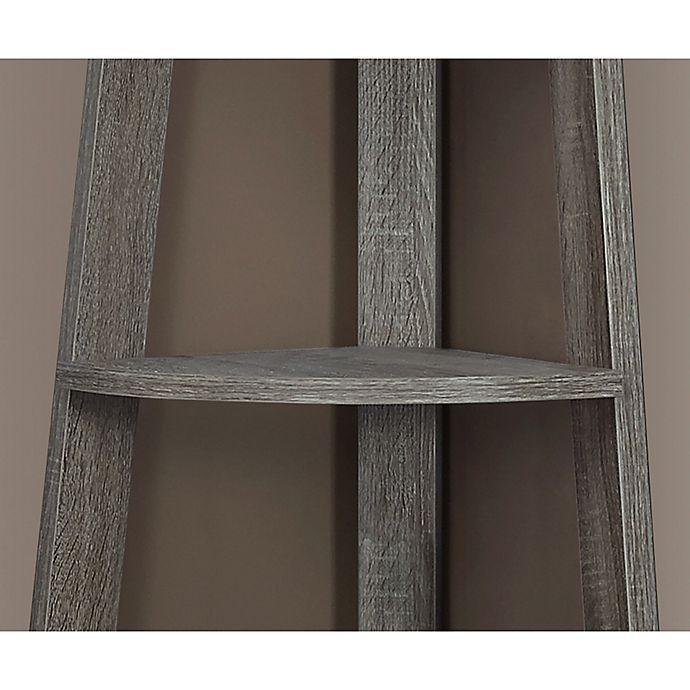 slide 4 of 5, Monarch Specialties Corner Accent tagre Bookcase - Dark Taupe, 1 ct