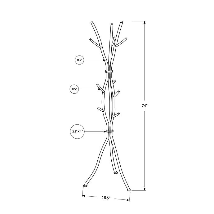 slide 3 of 3, Monarch Specialties 74-Inch Metal Coat Rack - Hammered Black, 1 ct