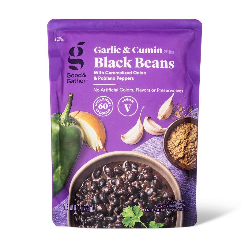slide 1 of 3, Garlic & Cumin Black Beans Microwavable Pouch - 10oz - Good & Gather™, 10 oz