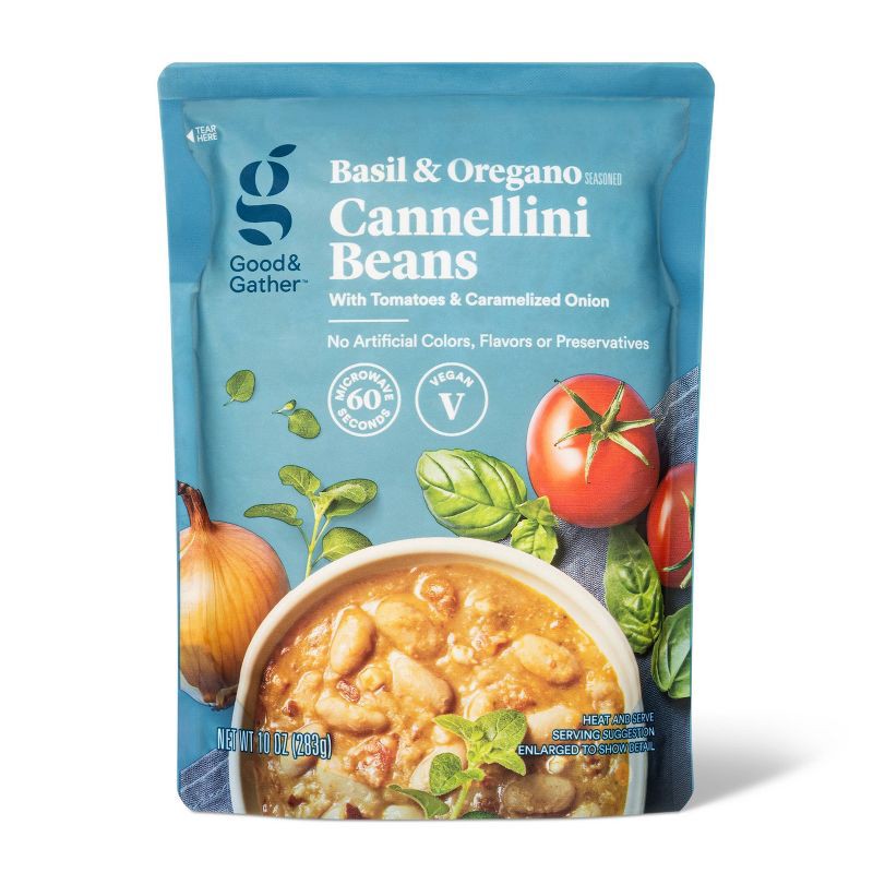 slide 1 of 3, Basil & Oregano Cannellini Beans Microwavable Pouch - 10oz - Good & Gather™, 10 oz