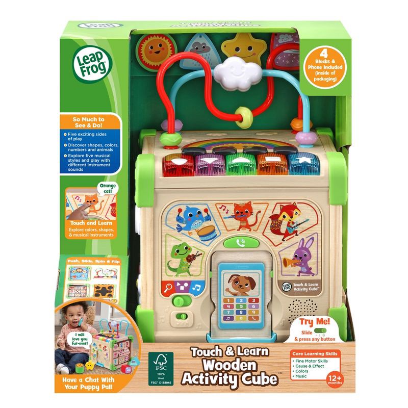 slide 8 of 10, LeapFrog Touch & Learn Wooden Activity Cube, 1 ct