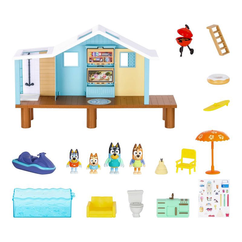 slide 5 of 13, Bluey's Ultimate Beach Cabin Playset: Outdoor Adventure Toy Set with 17 Pieces, 17 ct