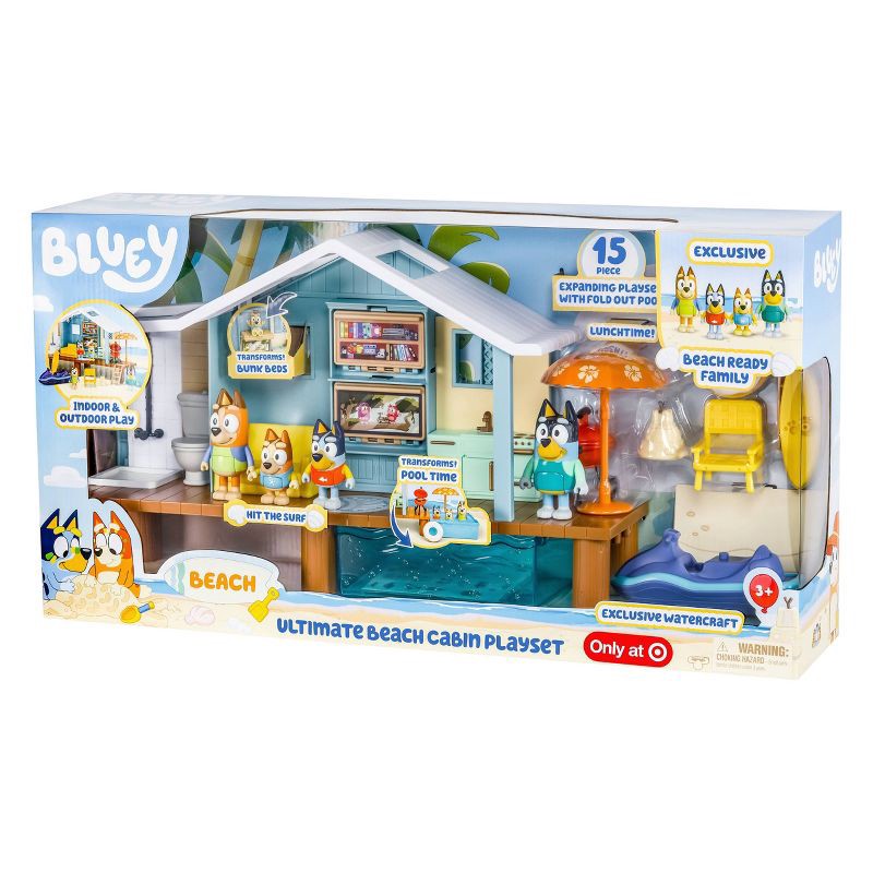 slide 6 of 13, Bluey's Ultimate Beach Cabin Playset: Outdoor Adventure Toy Set with 17 Pieces, 17 ct
