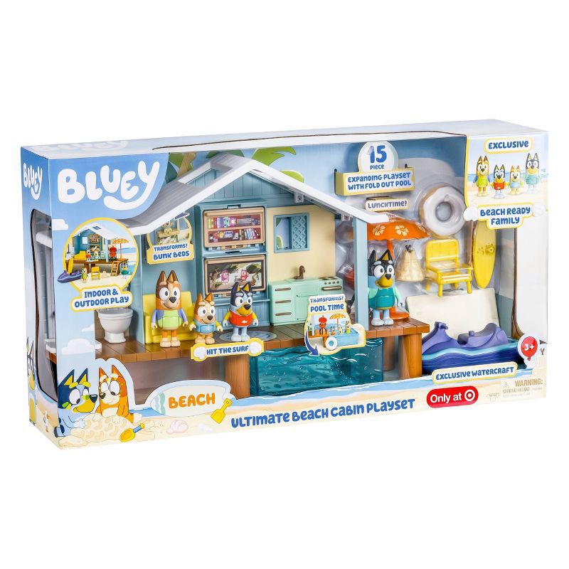 slide 8 of 13, Bluey's Ultimate Beach Cabin Playset: Outdoor Adventure Toy Set with 17 Pieces, 17 ct