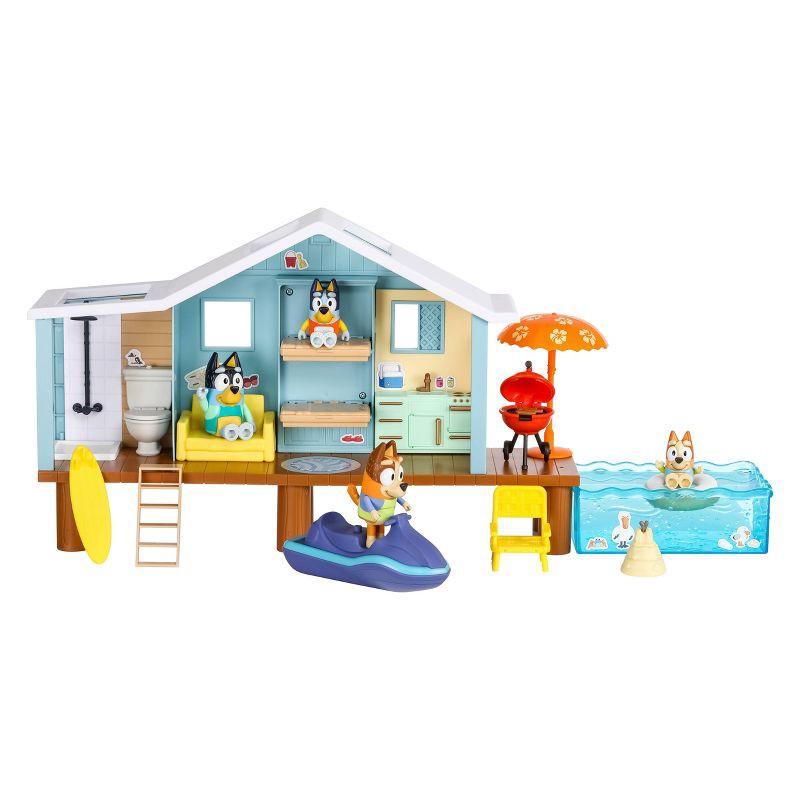 slide 10 of 13, Bluey's Ultimate Beach Cabin Playset: Outdoor Adventure Toy Set with 17 Pieces, 17 ct