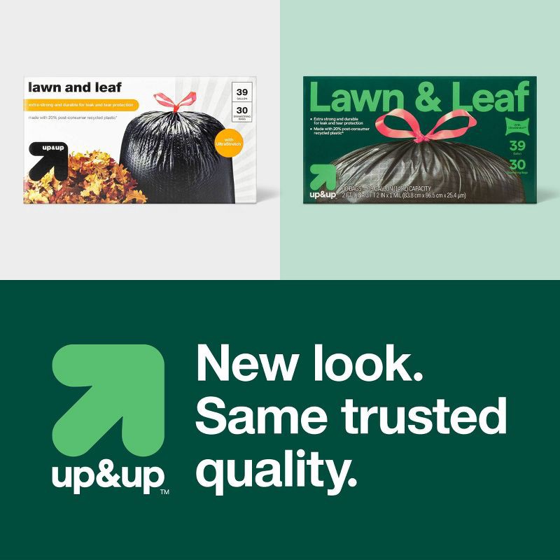 slide 4 of 4, Extra-Strong Lawn and Leaf Drawstring Trash Bags - 39gal/30ct - up&up™, 39 gal, 30 ct