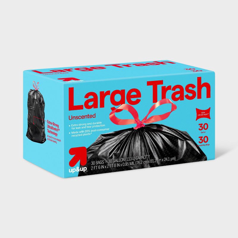 slide 3 of 4, Large Drawstring Trash Bags - 30gal/30ct - up&up™, 30 gal, 30 ct