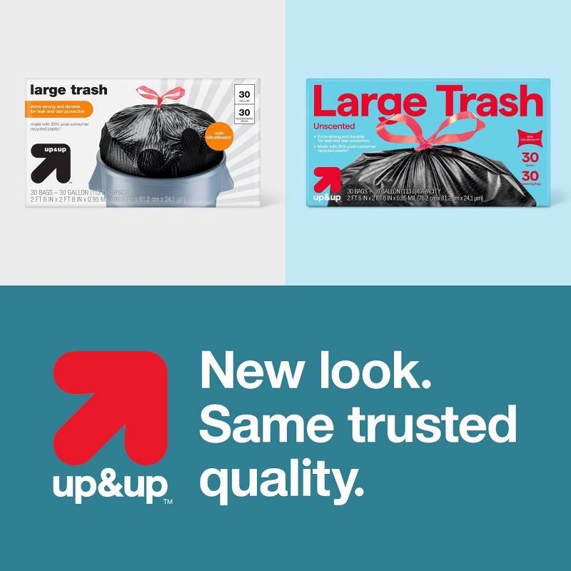 slide 4 of 4, Large Drawstring Trash Bags - 30gal/30ct - up&up™, 30 gal, 30 ct