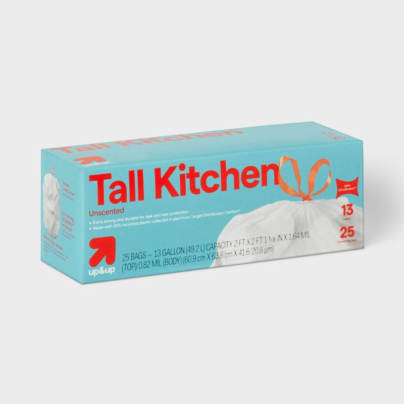 slide 3 of 4, UltraStretch Tall Kitchen Drawstring Trash Bags - Unscented - 13gal/25ct - up&up™, 13 gal, 25 ct