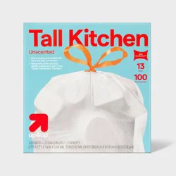 UltraStretch Tall Kitchen Drawstring Trash Bags - Unscented - 13gal/100ct - up&up™