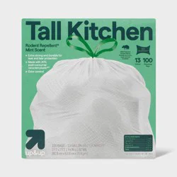 UltraStretch Rodent Repellent Tall Kitchen Drawstring Trash Bags - Mint Scent - 13gal/100ct - up&up™
