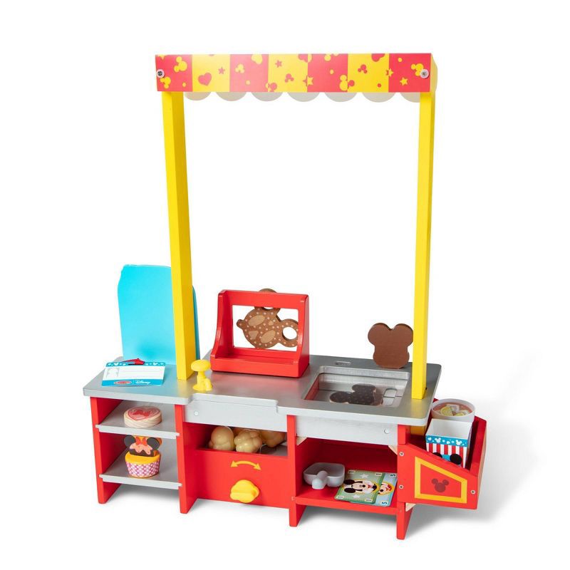 slide 4 of 9, Melissa & Doug Disney Snacks & Popcorn Wooden Pretend Play Food Counter – 33pc: Mickey Mouse Kitchen Accessories, 33 ct