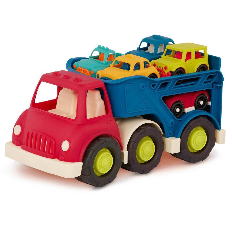 slide 6 of 8, B. toys - Car Carrier Truck & 6 Cars - Happy Cruisers, 1 ct