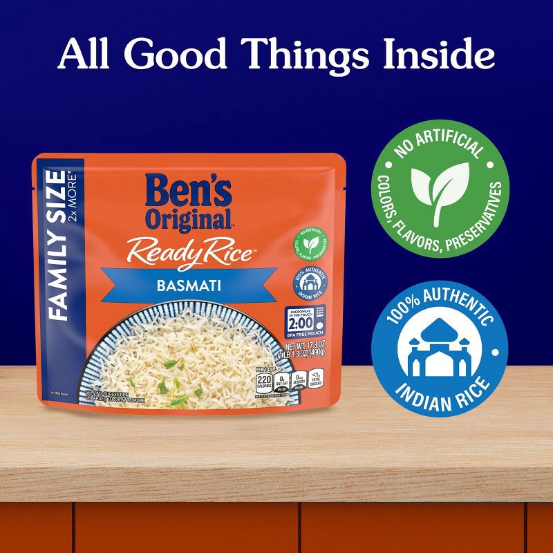 slide 5 of 6, Ben's Original Basmati Ready Rice Family Size - 17.3oz, 17.3 oz