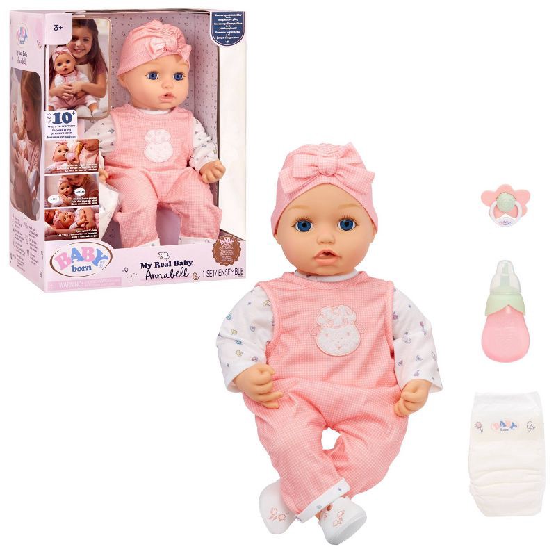 slide 8 of 8, BABY Born My Real Baby Doll Annabell - Blue Eyes: Sounds, Soft Body, Includes Pacifier & Outfit, 1 ct