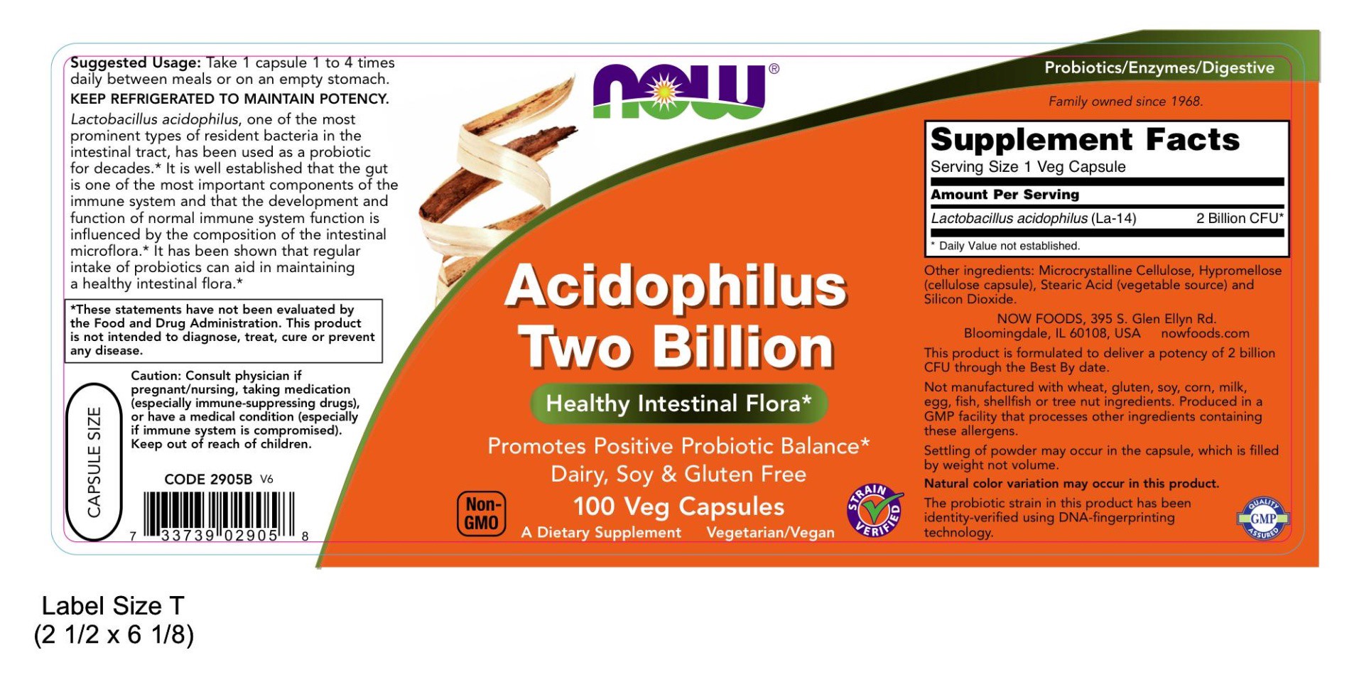 slide 2 of 2, NOW Acidophilus Two Billion Capsules, 100 ct