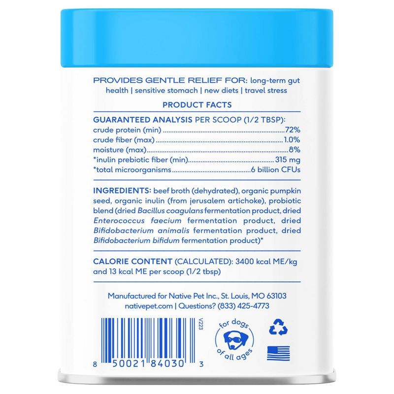 slide 2 of 7, Native Pet Probiotic Supplement Powder with Bone Broth for Dogs - 4.1oz, 4.1 oz