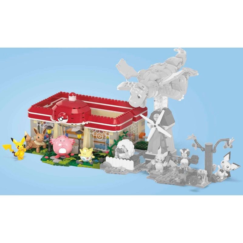 slide 5 of 5, Mega Construx MEGA Pokemon Building Toy Kit, Forest Pokémon Center with 4 Action Figures - 648pcs, 648 ct