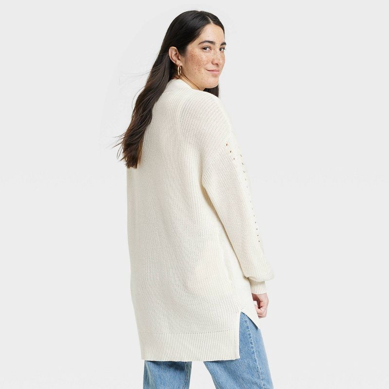 slide 2 of 3, Women's Open-Front Cardigan - Universal Thread™ Cream S, 1 ct