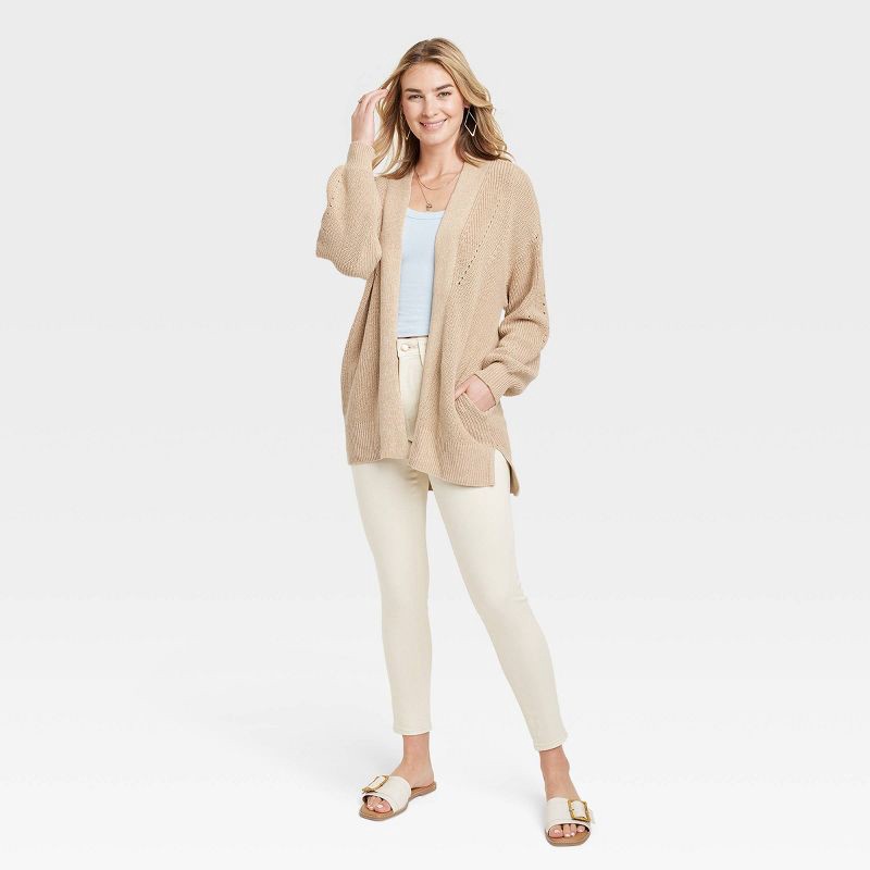 slide 2 of 3, Women's Open-Front Cardigan - Universal Thread™ Tan M, 1 ct