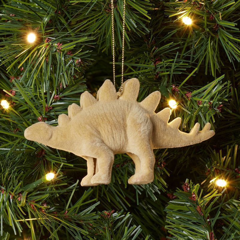 slide 2 of 3, Flocked Stegosaurus Christmas Tree Ornament Tan - Wondershop™, 1 ct