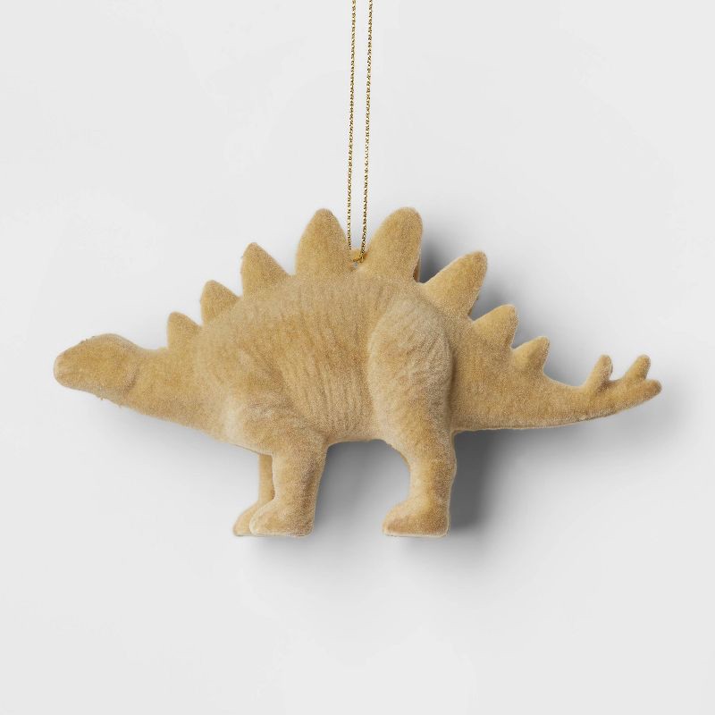 slide 1 of 3, Flocked Stegosaurus Christmas Tree Ornament Tan - Wondershop™, 1 ct