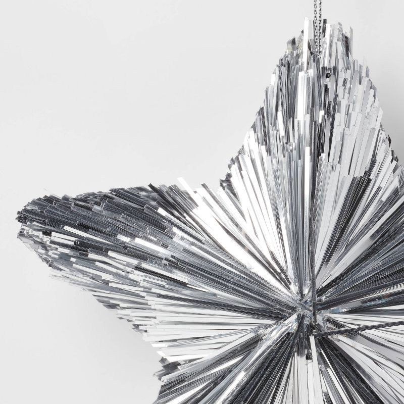 slide 3 of 3, Christmas Tinsel Star Ornament Silver - Wondershop™: 5" Shiny Decorative Hanging Accessory: 5" Shiny Decorative Hanging Accessory, 1 ct