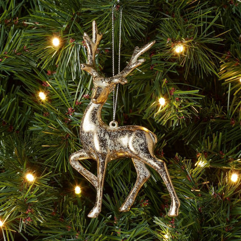 slide 2 of 3, Metallic Foil Deer Christmas Tree Ornament Gold - Wondershop™: Indoor Holiday Decor, Plastic, 6" Height, 1 ct