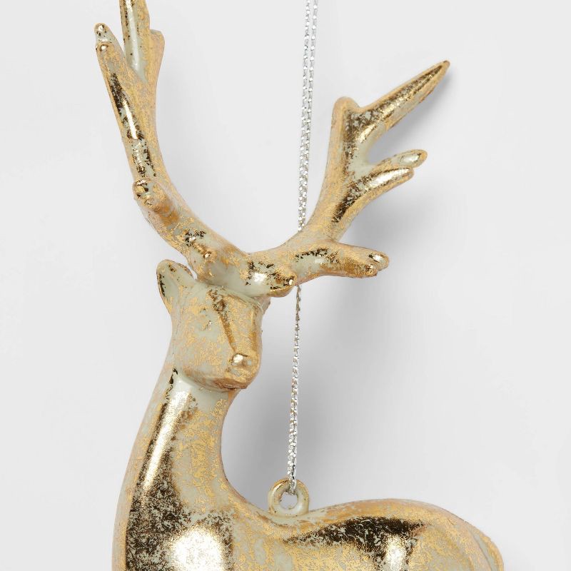 slide 3 of 3, Metallic Foil Deer Christmas Tree Ornament Gold - Wondershop™: Indoor Holiday Decor, Plastic, 6" Height, 1 ct