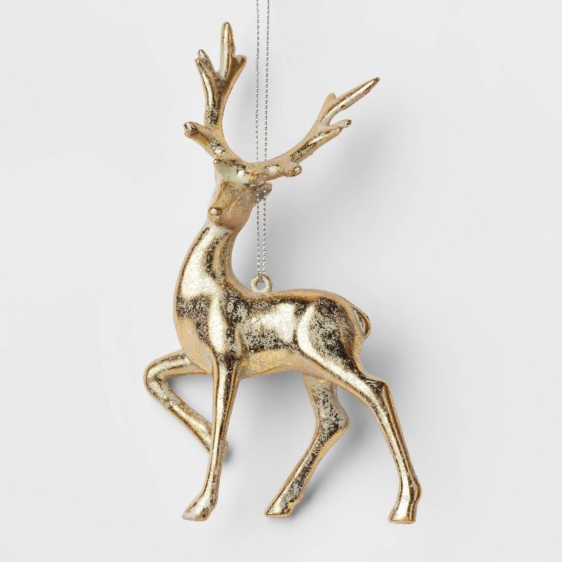 slide 1 of 3, Metallic Foil Deer Christmas Tree Ornament Gold - Wondershop™: Indoor Holiday Decor, Plastic, 6" Height, 1 ct