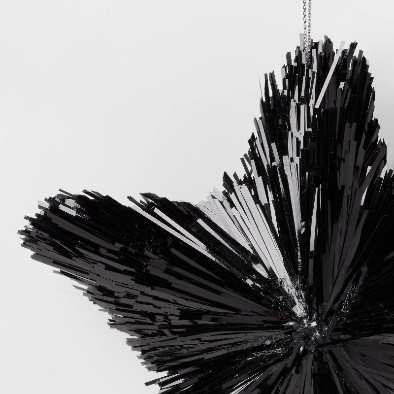 slide 3 of 3, Tinsel Star Christmas Tree Ornament Black - Wondershop™: Indoor Styrofoam & Plastic Decor, 5" Height, 1 ct