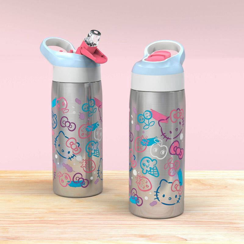 slide 6 of 7, 19oz Vacuum Riverside Portable Drinkware Bottle 'Hello Kitty' - Zak Designs: Sanrio Kids Water Bottle, Stainless Steel, 19 oz