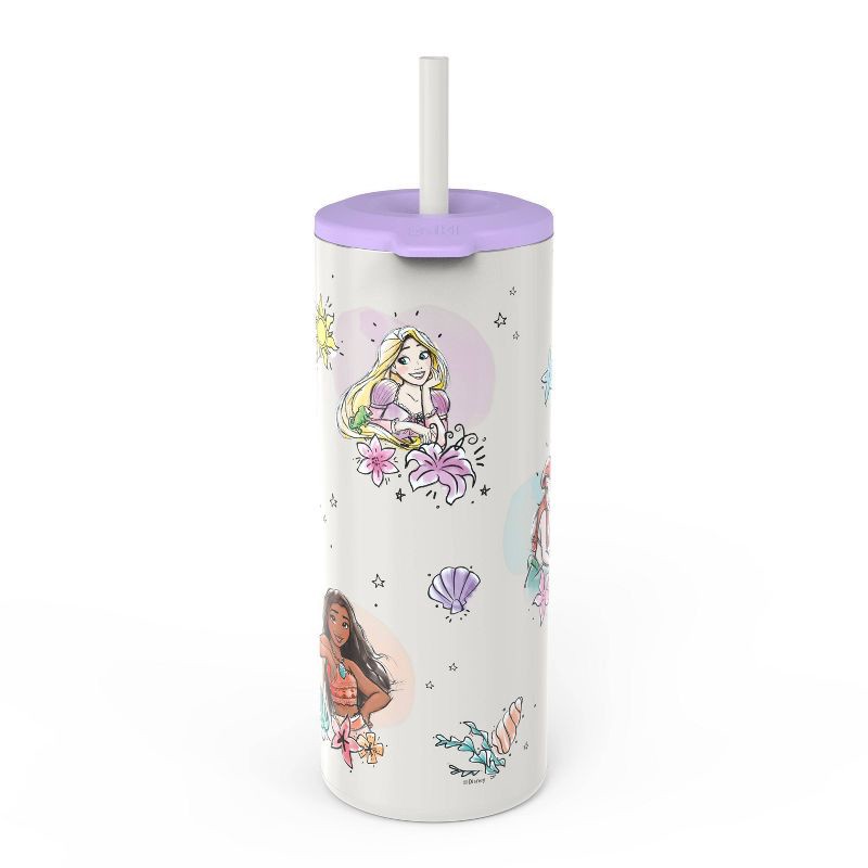 slide 2 of 6, 16oz Vacuum Straw Portable Drinkware 'Princess' - Zak Designs: Kids Tumbler, Disney Princess, Stainless Steel, Dishwasher-Safe, 16 oz