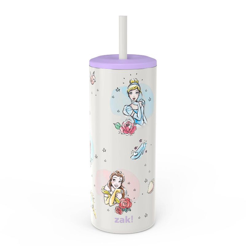 slide 1 of 6, 16oz Vacuum Straw Portable Drinkware 'Princess' - Zak Designs: Kids Tumbler, Disney Princess, Stainless Steel, Dishwasher-Safe, 16 oz
