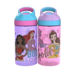 2pk 16oz Atlantic Portable Drinkware Bottle 'Princess' - Zak Designs: Kids Disney Princess Water Bottle, Dishwasher-Safe