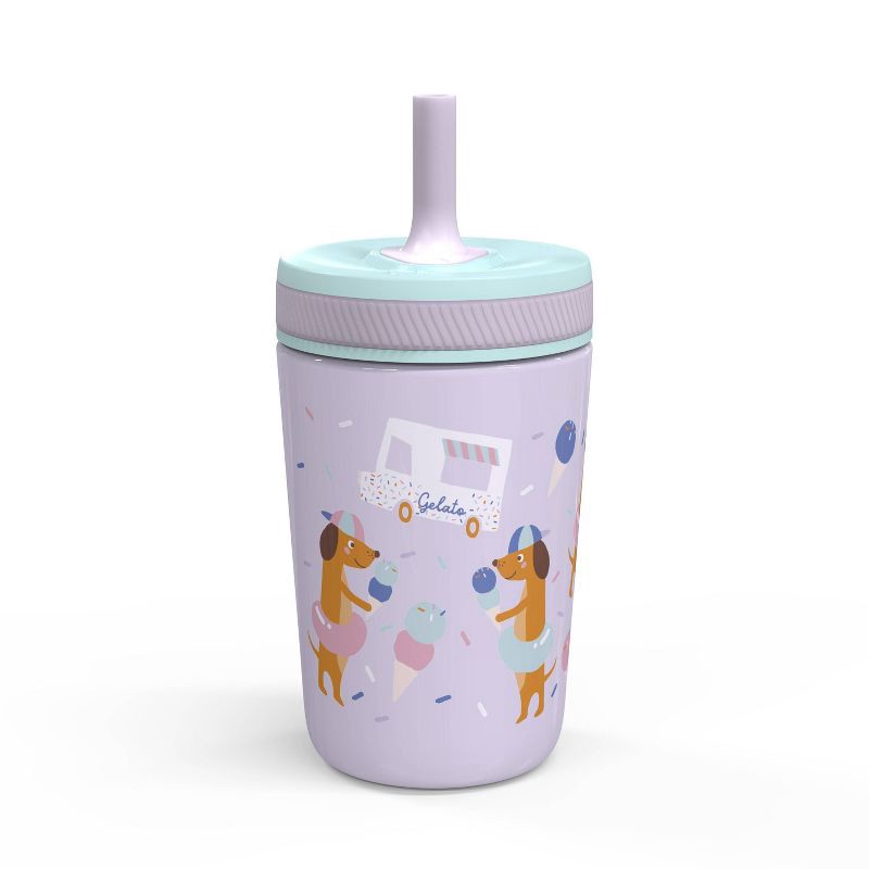 slide 3 of 6, 12oz Vacuum Kelso Portable Tumbler 'Ice Cream Dog' - Zak Designs: Stainless Steel Kids Straw Cup, Dishwasher-Safe, 12 oz