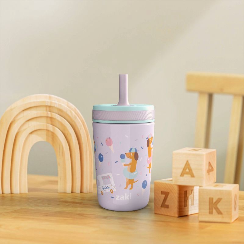 slide 6 of 6, 12oz Vacuum Kelso Portable Tumbler 'Ice Cream Dog' - Zak Designs: Stainless Steel Kids Straw Cup, Dishwasher-Safe, 12 oz