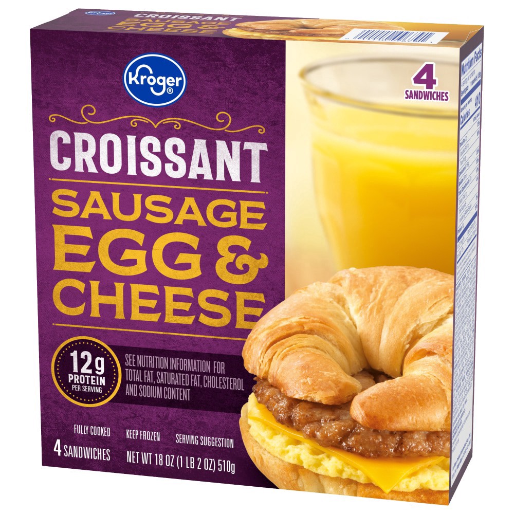 slide 2 of 3, Kroger Sausage Egg & Cheese Croissant, 4 ct; 18 oz