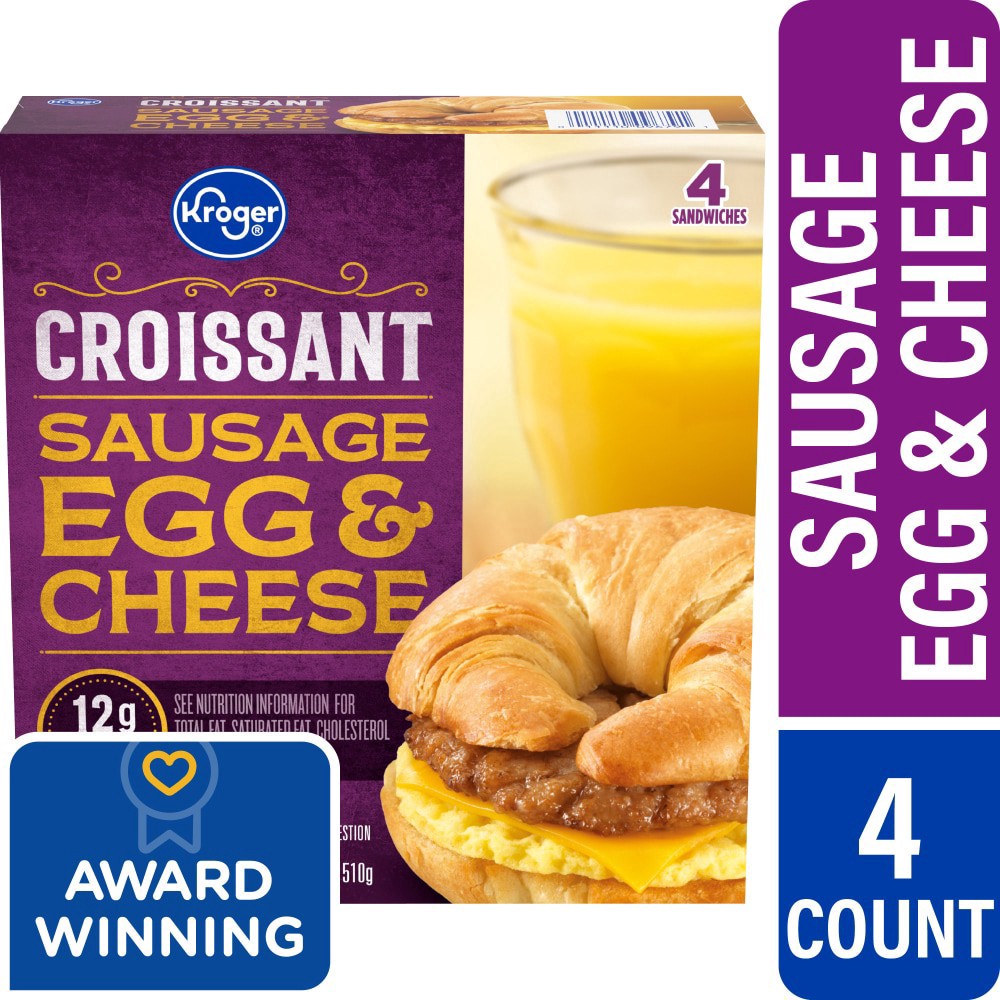 slide 3 of 3, Kroger Sausage Egg & Cheese Croissant, 4 ct; 18 oz