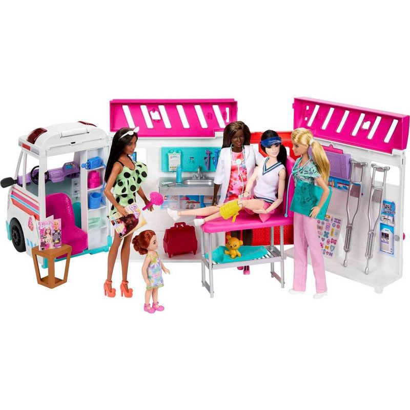 slide 1 of 6, Barbie Transforming Ambulance and Clinic Playset (Target Exclusive), 1 ct