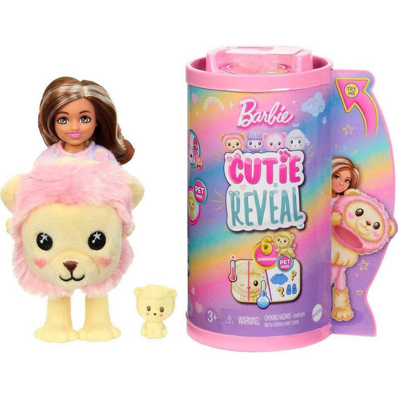 slide 1 of 6, Barbie Chelsea Cutie Reveal Cozy Cute Tees Series Lion Doll, 1 ct