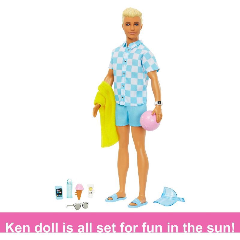 slide 5 of 6, Barbie Ken Doll with Swim Trunks and Beach-Themed Accessories (Target Exclusive), 1 ct