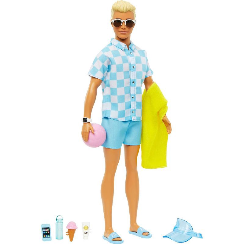slide 1 of 6, Barbie Ken Doll with Swim Trunks and Beach-Themed Accessories (Target Exclusive), 1 ct