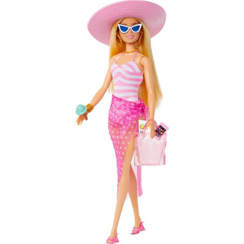 slide 1 of 6, Barbie Doll with Swimsuit and Beach-Themed Accessories (Target Exclusive), 1 ct