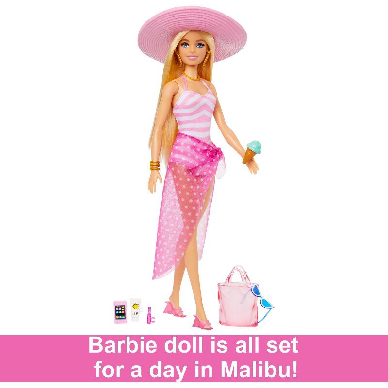 slide 5 of 6, Barbie Doll with Swimsuit and Beach-Themed Accessories (Target Exclusive), 1 ct