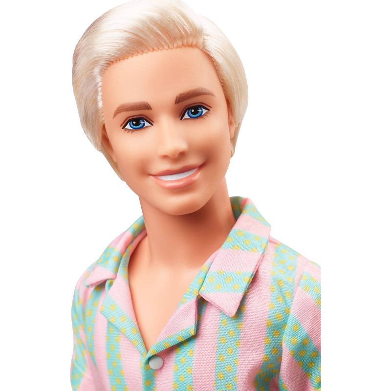 slide 3 of 6, Barbie: The Movie Ken Doll Wearing Pastel Striped Beach Matching Set, 1 ct