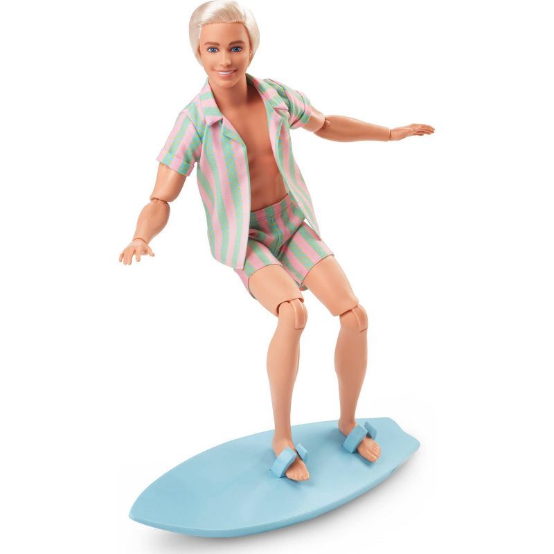 slide 5 of 6, Barbie: The Movie Ken Doll Wearing Pastel Striped Beach Matching Set, 1 ct