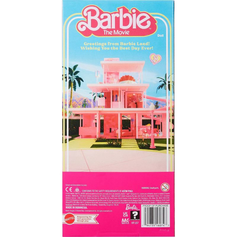 slide 6 of 6, Barbie: The Movie Ken Doll Wearing Pastel Striped Beach Matching Set, 1 ct